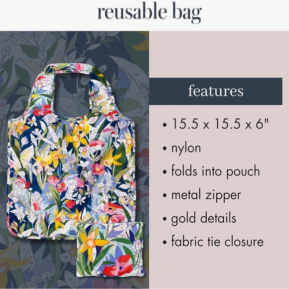 🆕 Kate Spade Paint by Numbers Floral Reusable Shopper Tote - Picture 6 of 6